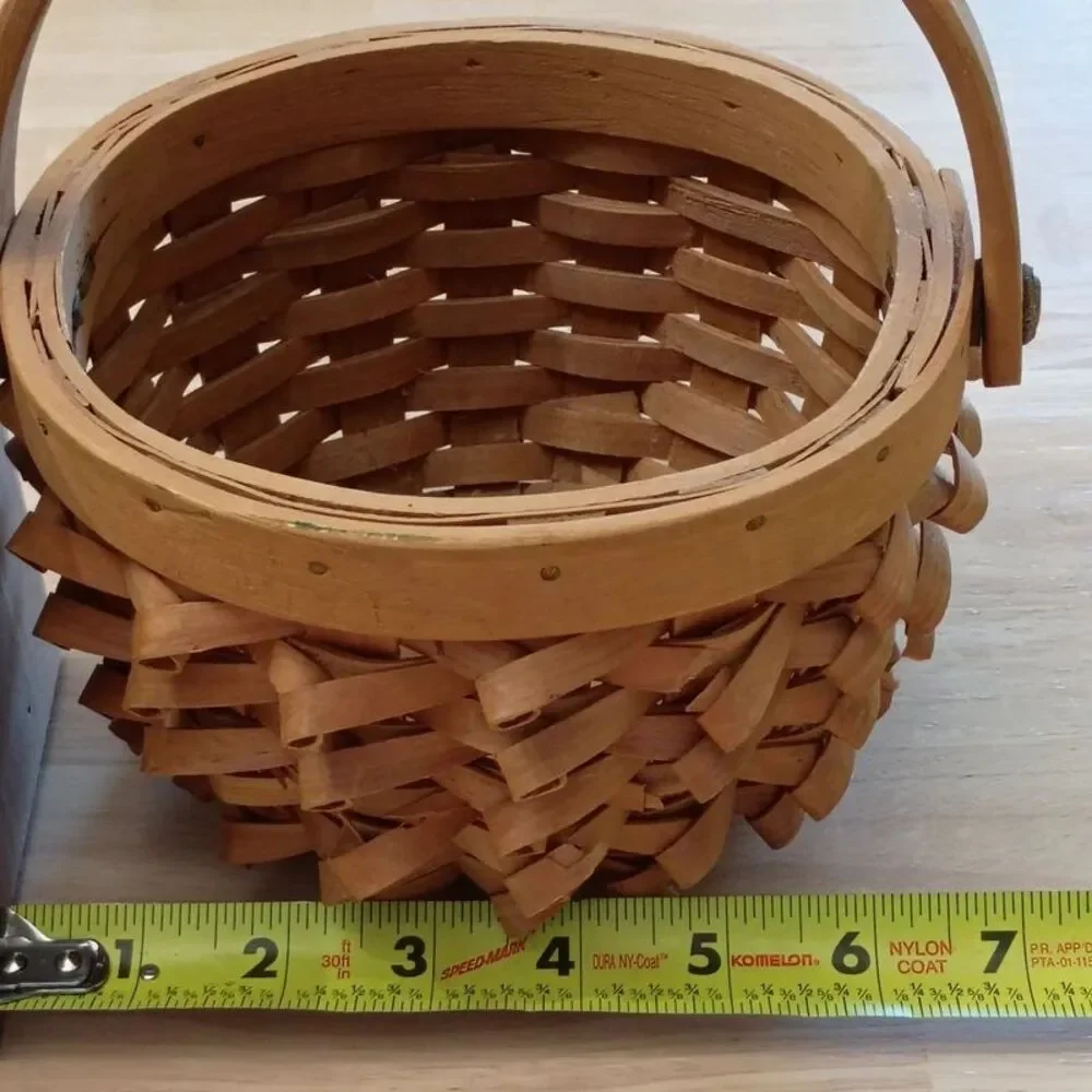 Vintage Woven Porcupine Curl Rustic Basket Swing Handle